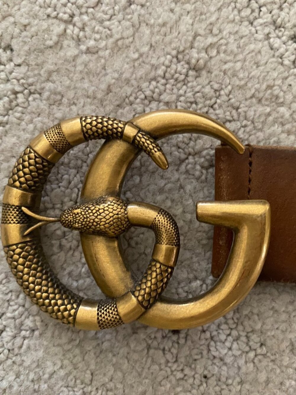 Brown Leather Gucci Double Snake Belt 100% Authentic - Made in Italy  Size 34